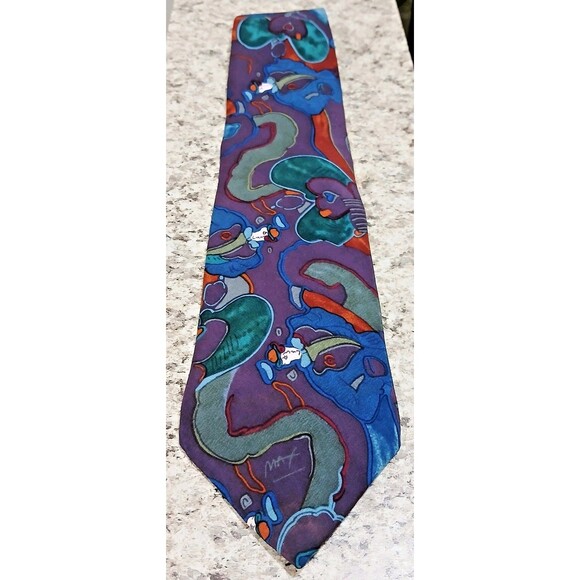 RARE! Neomax Peter Max Inspired Limited Edition 100% Silk Tie USA Made Art MINT - Picture 1 of 7